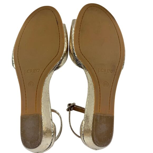J. Crew Metallic Gold Demi-Wedge Ankle Strap Sandals Women's Size 8.5 - Picture 7 of 9